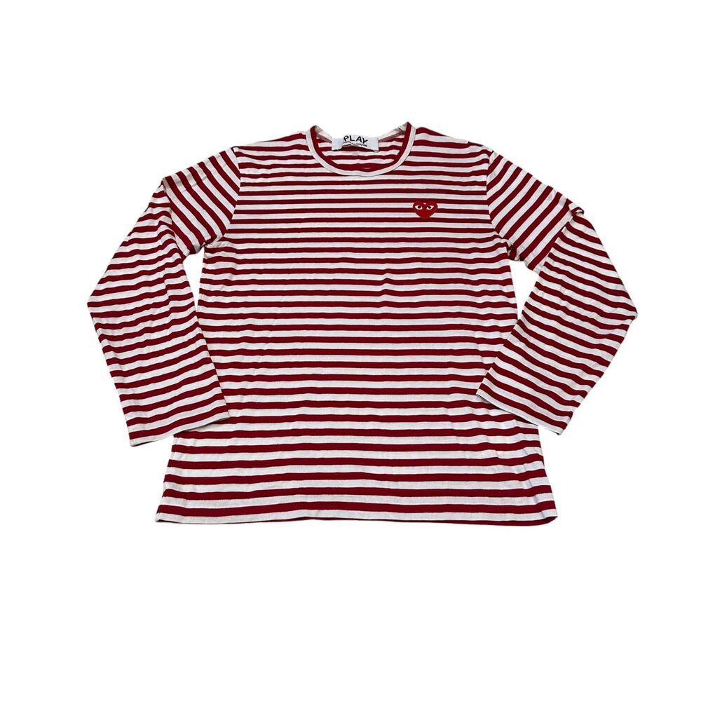 Comme des Garcons PLAY Striped Heart Logo T-Shirt Men's Size M